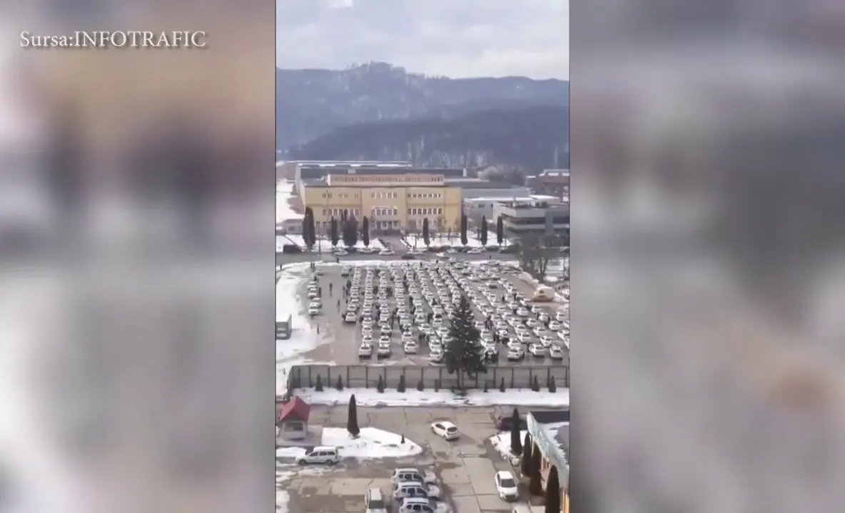 VIDEO Taximetriștii, protest MUT, la Braşov