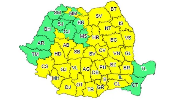 COD GALBEN de ploi, în județul Brașov!