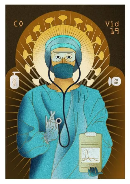 Campanie publicitară cu "sfinți" care au chipuri de medici, la Brașov! Reacțiile Bisericii Ortodoxe Române și a medicilor!