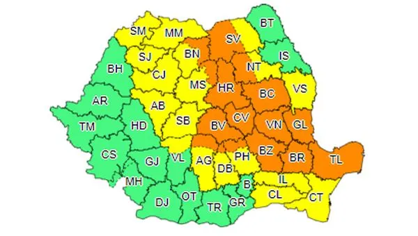 COD PORTOCALIU de vreme severă, până diseară!