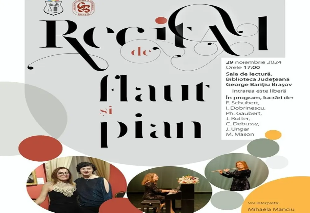 Recital extraordinar de flaut și pian la Biblioteca Județeană Brașov