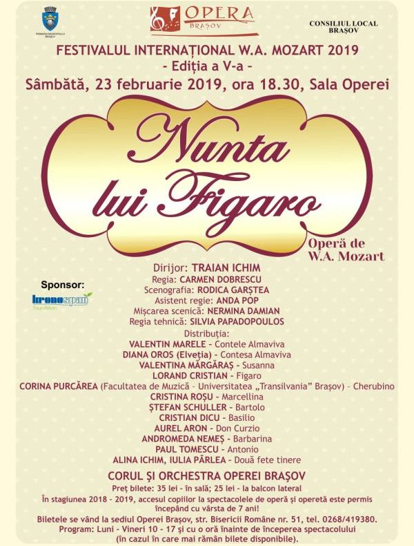 Spectacolele Operei Braşov, la finalul acestei săptămâni