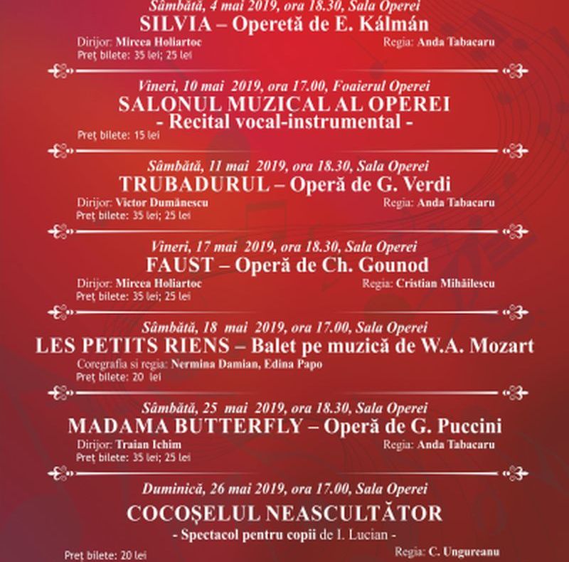 Spectacolele Operei Brașov de luna aceasta