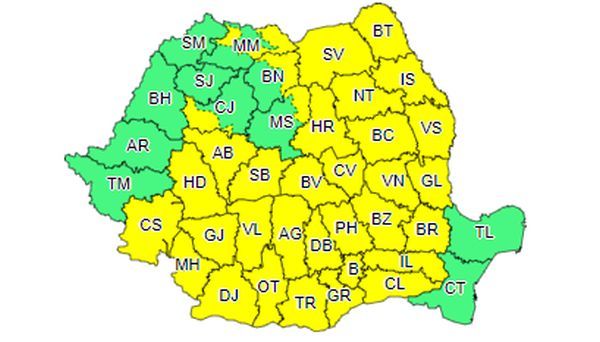 COD GALBEN de ploi, în județul Brașov!