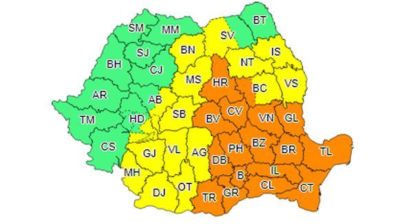 COD PORTOCALIU de vreme severă!