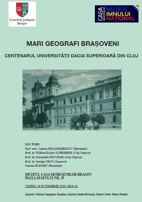 "Mari geografi brașoveni", mâine, la Casa Mureșenilor