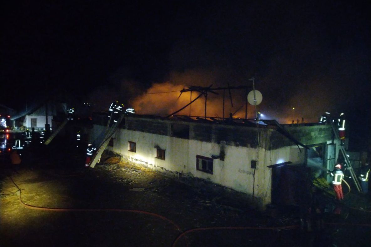 FOTO 30 de animale evacuate, după ce un grajd a luat foc!