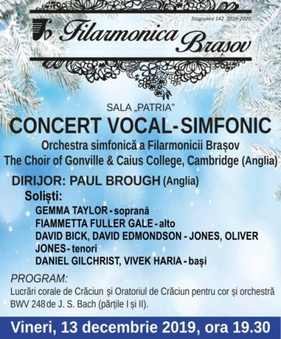 Corul Universității Cambridge, în concert, astăzi, la Brașov