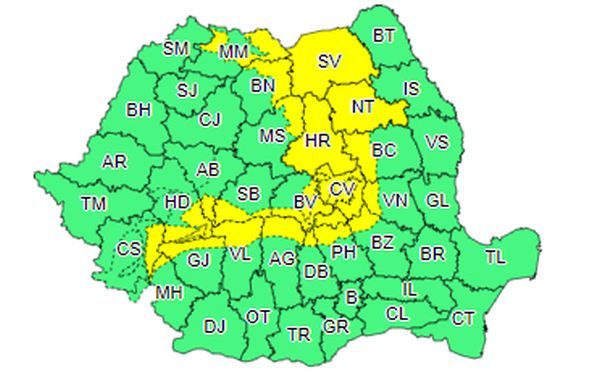 COD GALBEN de ninsori și viscol, din această seară!