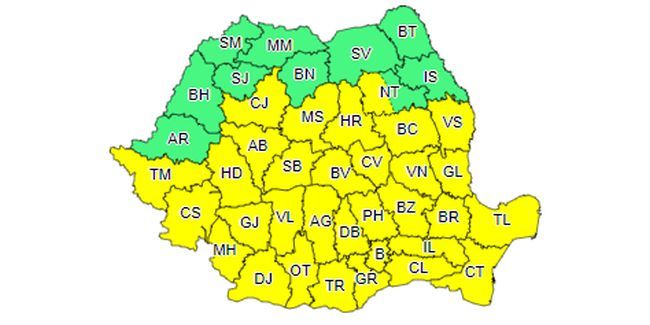 COD GALBEN de ploi torențiale, în aproape toată țara!