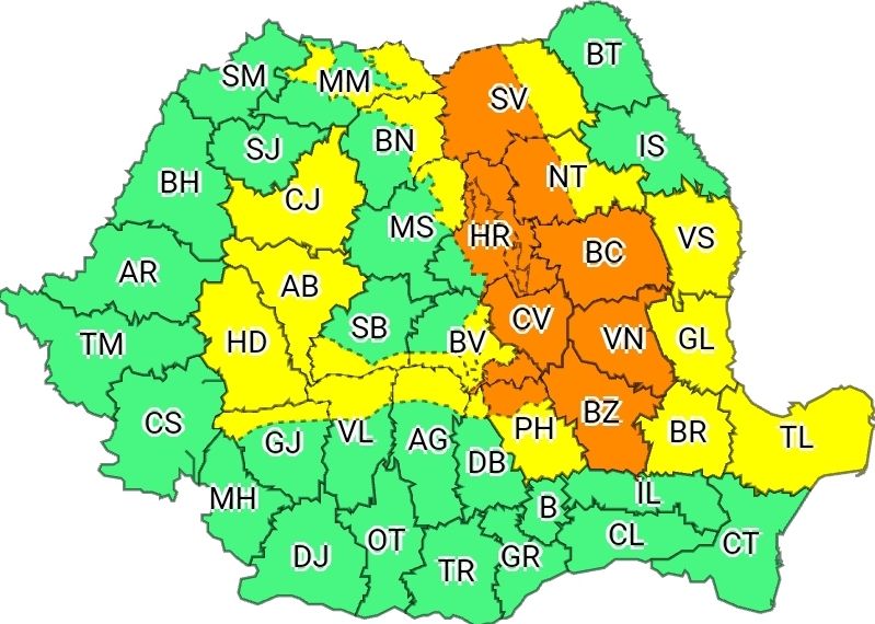 Avertizare meteo de COD PORTOCALIU, la Braşov!