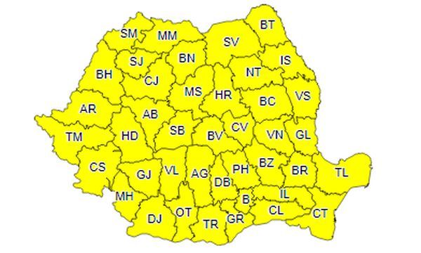Toată țara, sub cod galben de ploi!