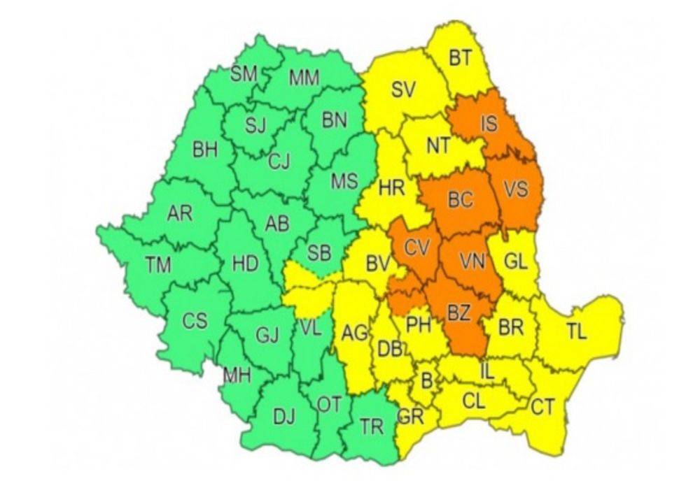 ANM a emis avertizări cod galben şi portocaliu, pentru ploi însemnate în mai multe județe din țară
