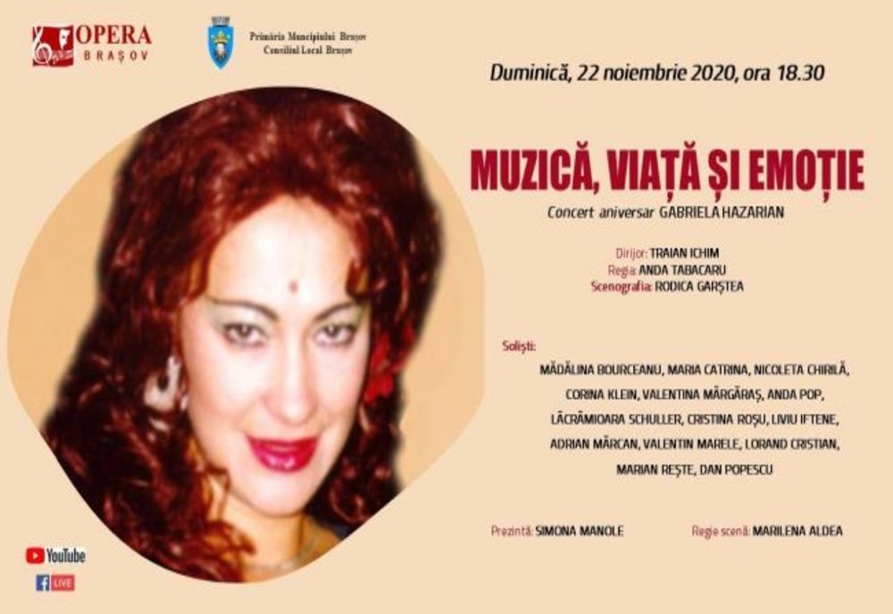 Gală aniversară, online, la Opera Brașov