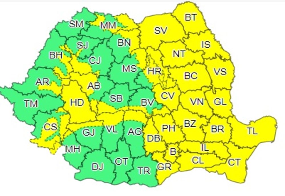 O nouă avertizare de instabilitate atmosferică valabilă până diseară
