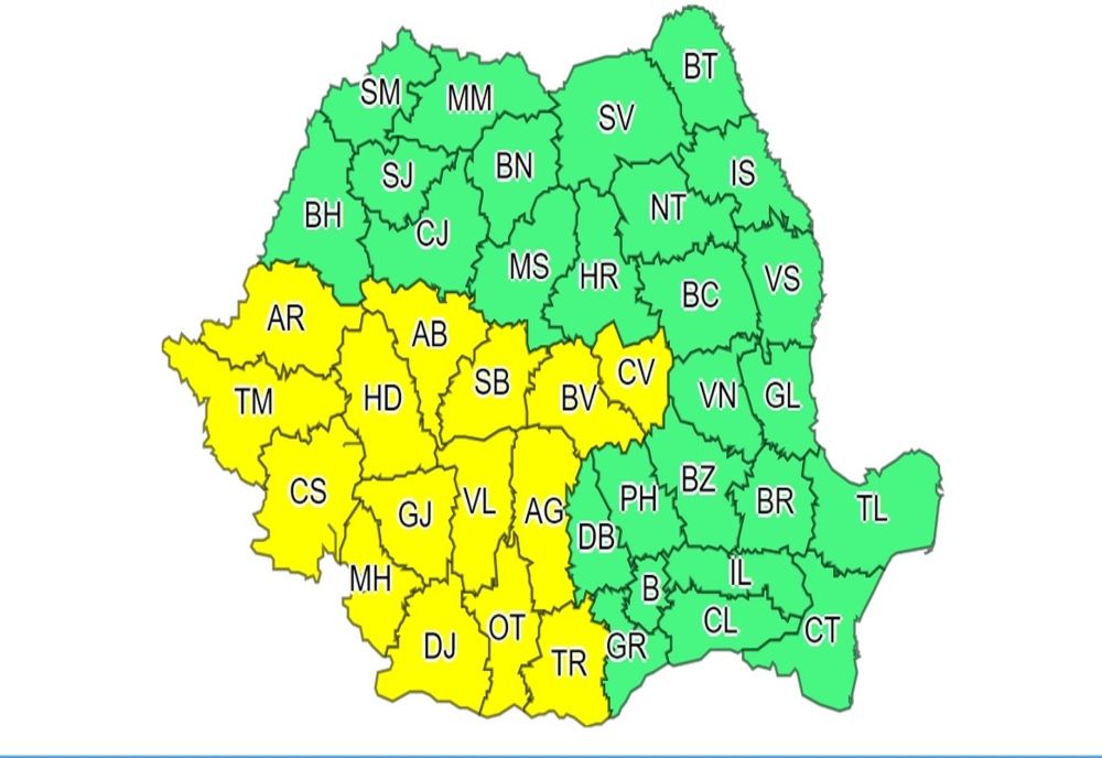 Județele Alba, Sibiu, Brașov și Covasna râmân sub COD GALBEN de instabilitate atmosferică accentuată