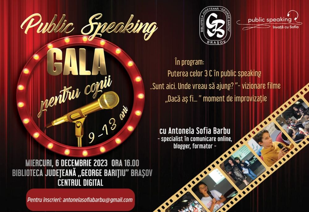 Eveniment inedit, pentru copii, la Brașov! Gală de public speaking la Biblioteca Județeană!