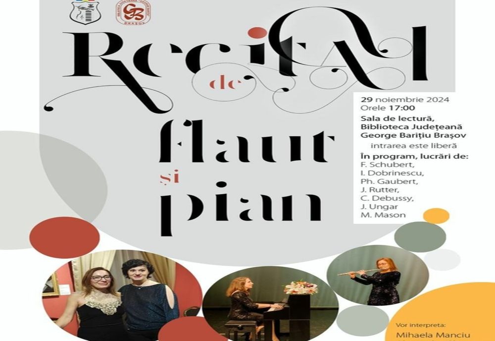 Recital extraordinar de flaut și pian la Biblioteca Județeană Brașov