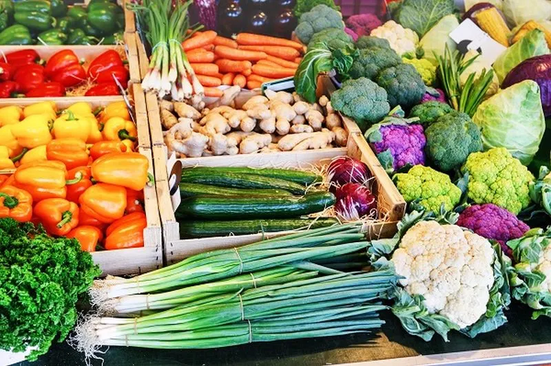 Fresh organic vegetables at local farmers market