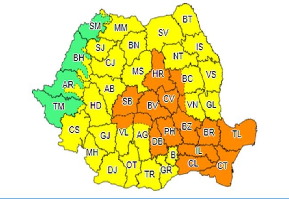 COD PORTOCALIU de vreme severă!