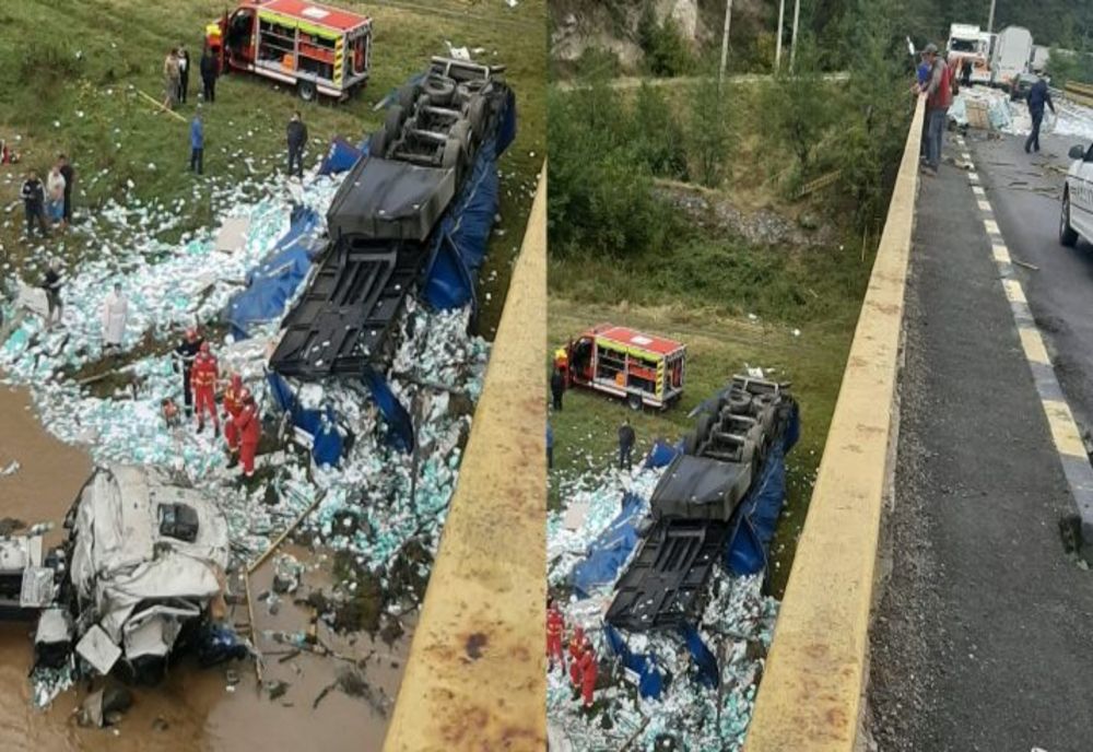 FOTO Șoferul unui TIR înmatriculat în Brașov a murit într-un grav accident produs în județul Vâlcea