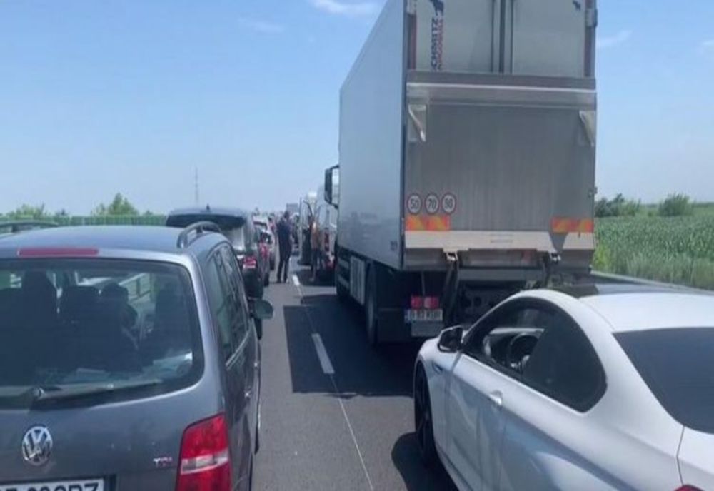 Aglomerație pe DN 1 către Brașov în zona localității Comarnic