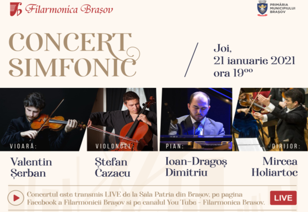 Concert simfonic online, diseară, la Filarmonica Brașov