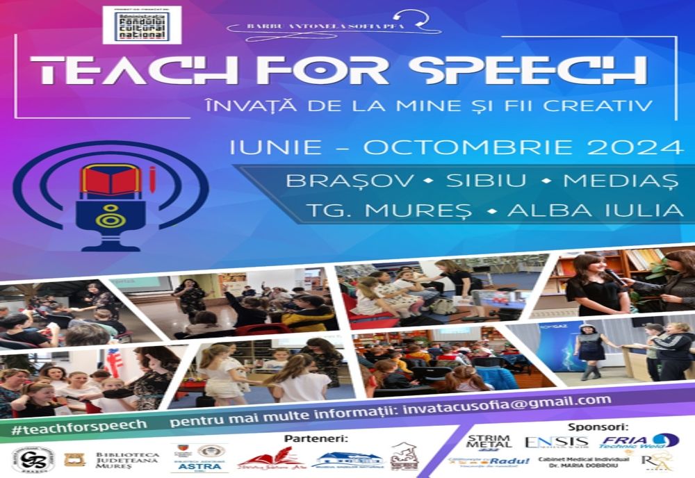 „TEACH FOR SPEECH – învață de la mine și fii creativ !” –  un proiect pentru copii, în cinci orașe din Transilvania
