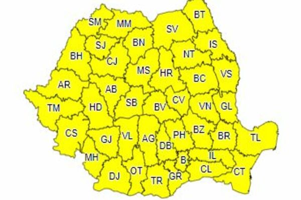 Atenționare meteo de vânt puternic și ploi, în toată țara!