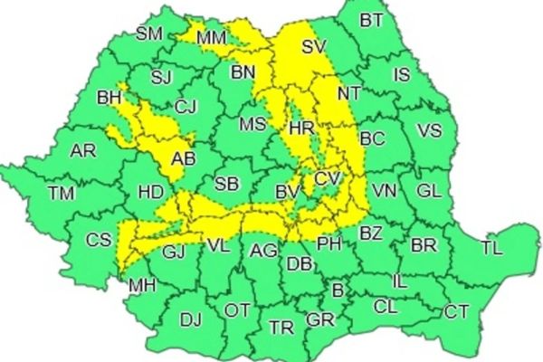 Atenționare COD GALBEN de vânt puternic până la ora 20.00