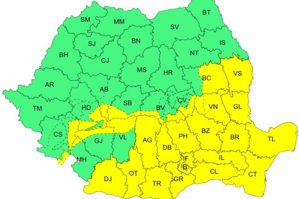 COD GALBEN de vreme rece, viscol, ninsori și vânt puternic